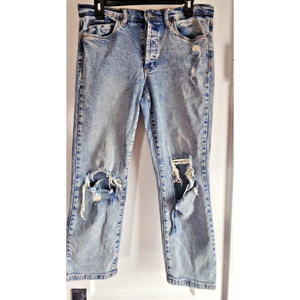 [BANKNYC] THE MADISON‎ CROP woman Sz 28 distressed jean high rise crop